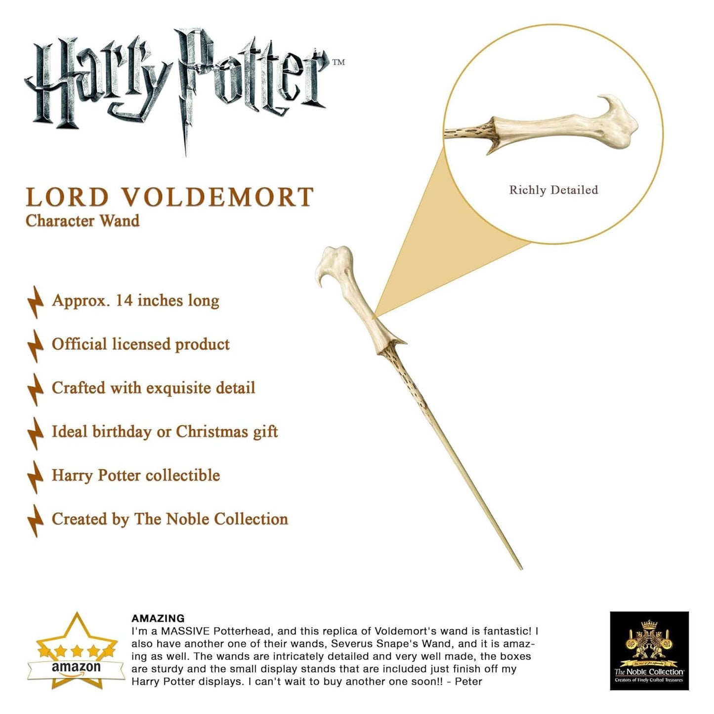 Harry Potter - Lord Voldemort (Character-Edition) - Zauberstab mit Sammlerbox - 37,5 cm - The Noble Collection