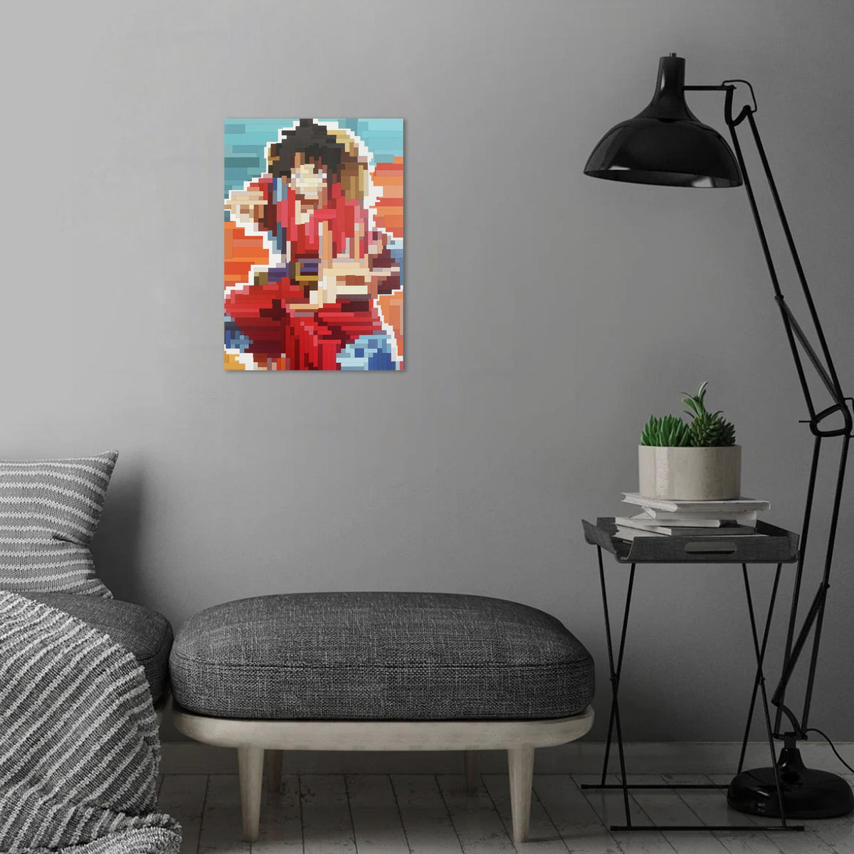 One Piece - Monkey D. Ruffy Pixel Art - Poster Hartschaumplatte - 30x42cm - Anime Mura