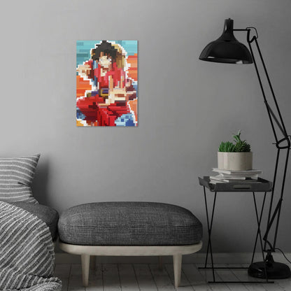 One Piece - Monkey D. Ruffy Pixel Art - Poster Hartschaumplatte - 30x42cm - Anime Mura