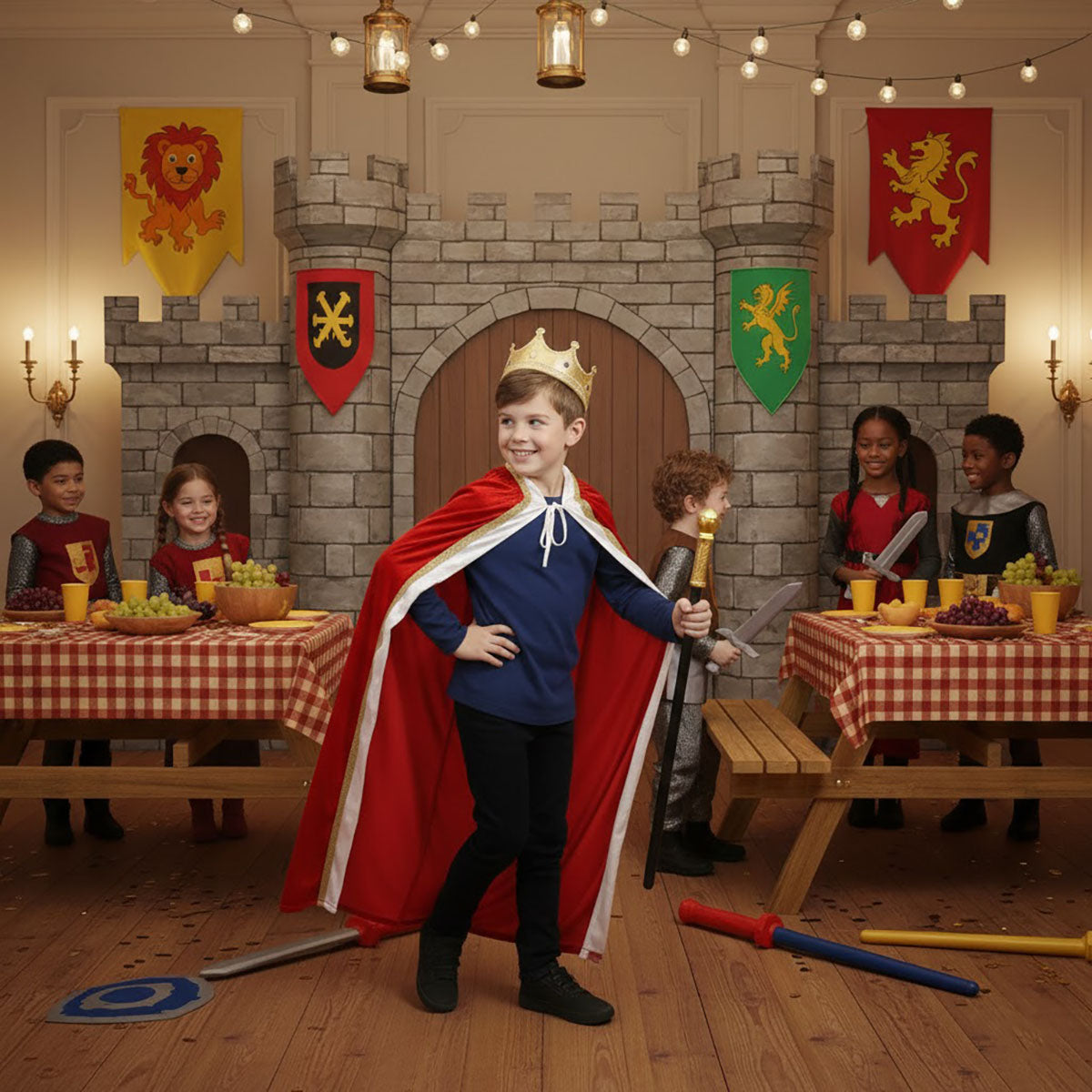 König - Kinderkostüm Set mit Umhang, Krone und Zepter - 6–12 Jahre - CoolChange