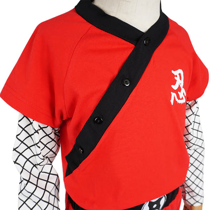 Ninja - Kinderkostüm Rot mit Stirnband - Größen 110–122 - CoolChange