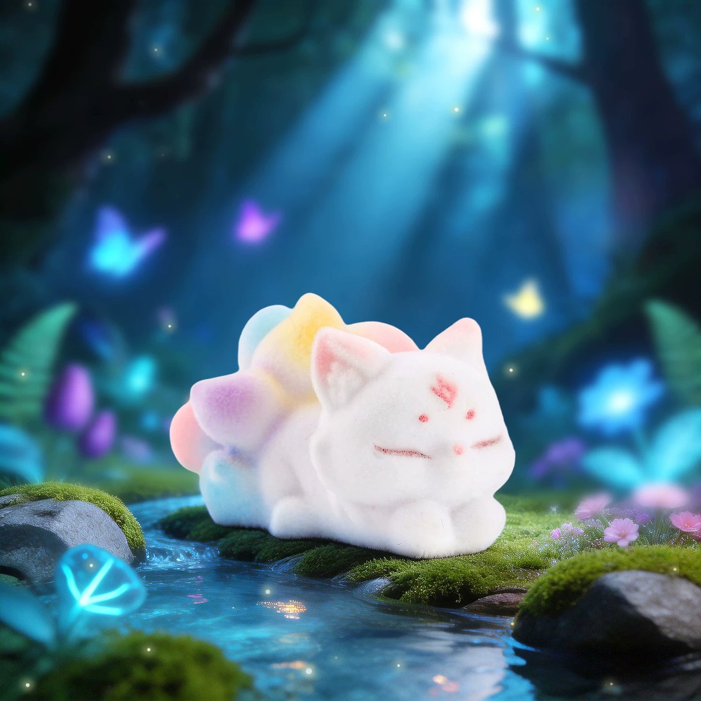 Nine-Tailed Arctic Fox - Beflockte Miniatur-Figur Blind Box - Einzelbox - Xinzhiji