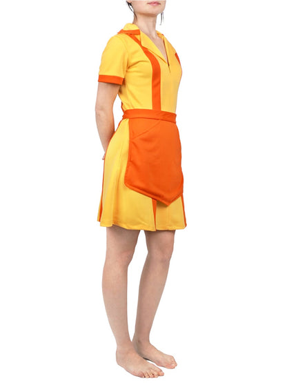Caroline & Max Kostüm für 2 Broke Girls Fans, Diner Uniform mit Schürze, Größen: S - XL