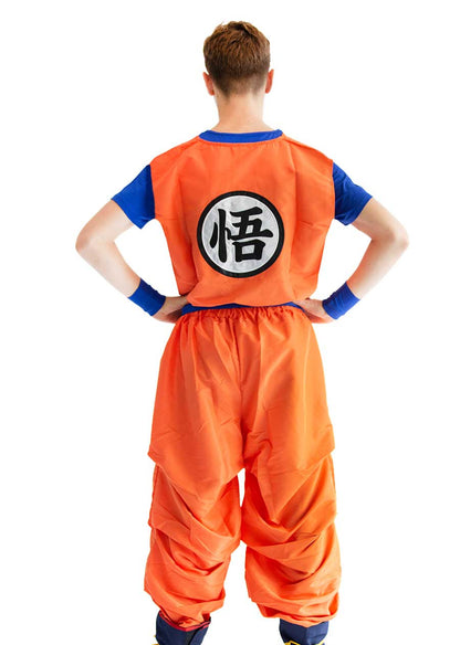 3-teiliges Cosplay Kostüm von Son Goku mit GO Zeichen, Größen: S - XL