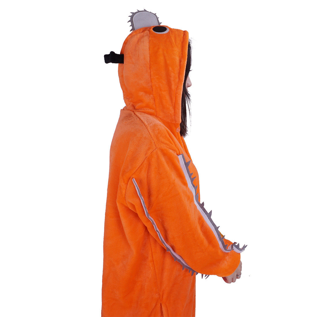 Pochita Kigurumi, Cosplay Kostüm für Chainsaw Man Fans, Pyjama Orange, Größe: M - L