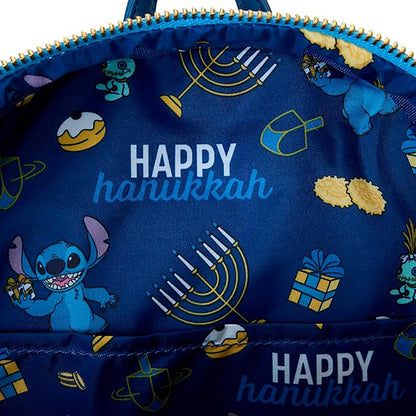 Loungefly WDBK3762 Disney Lilo & Stitch Mini Rucksack mit beleuchtetem Menorah-Stich