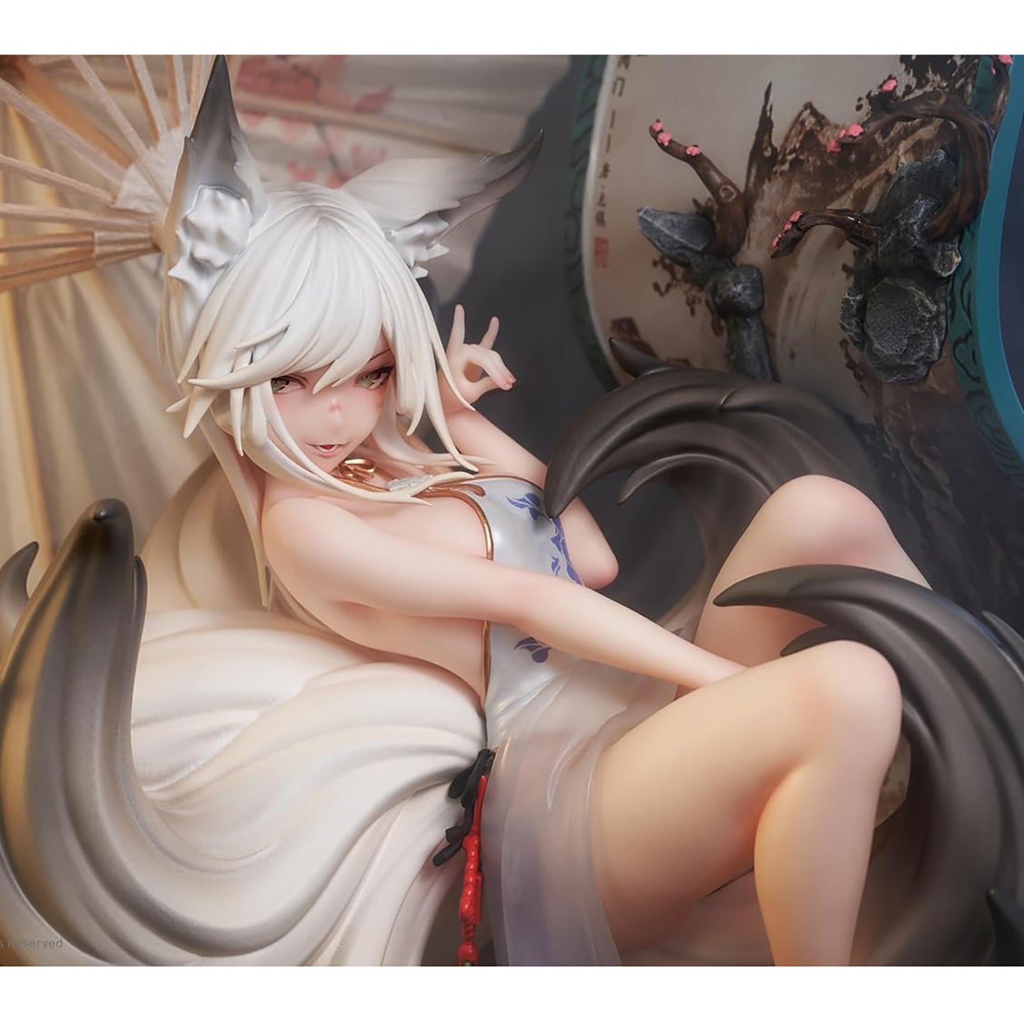 AniMester Fuchsgeist Mo Li mit Sonnenschirm, Original Character Sammelfigur, 25 cm