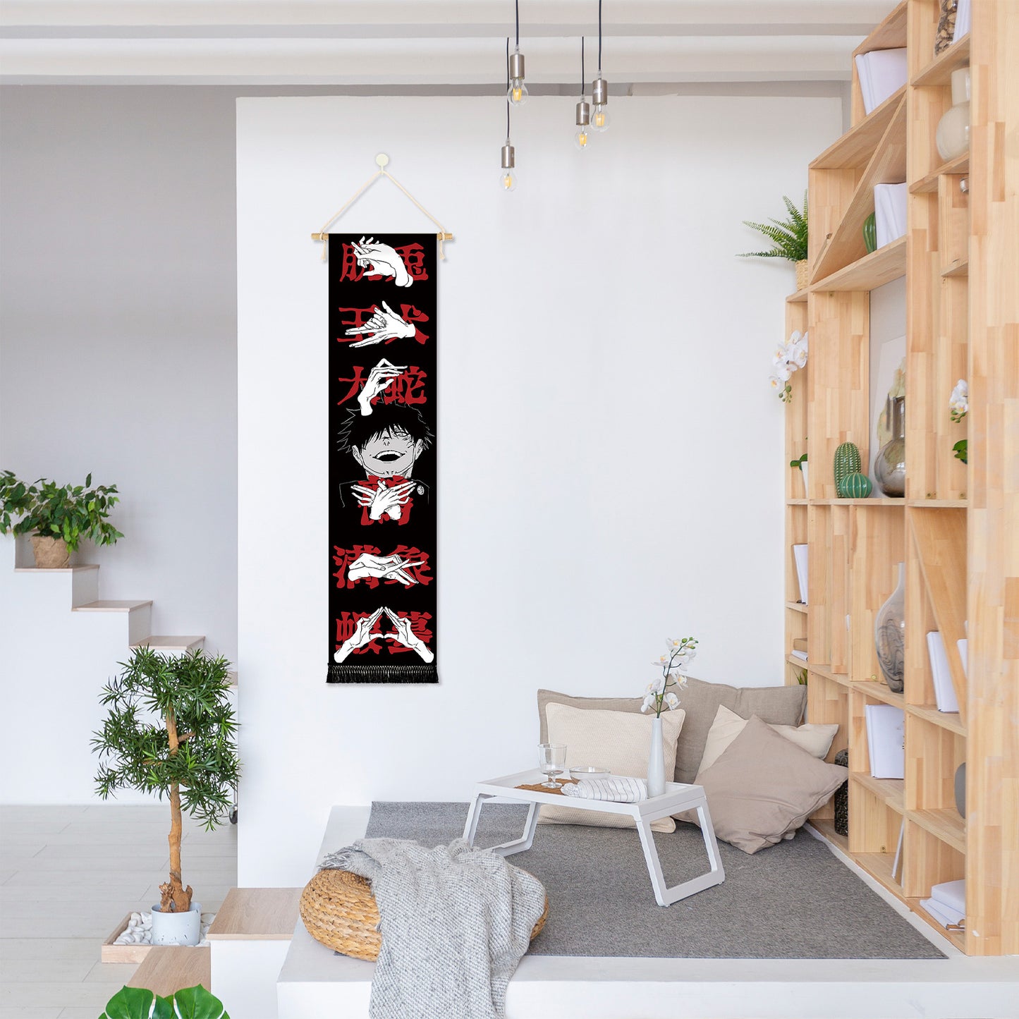 Jujutsu Kaisen - Satoru Gojo - Stoff Rollbild - 130x33cm - Handzeichen