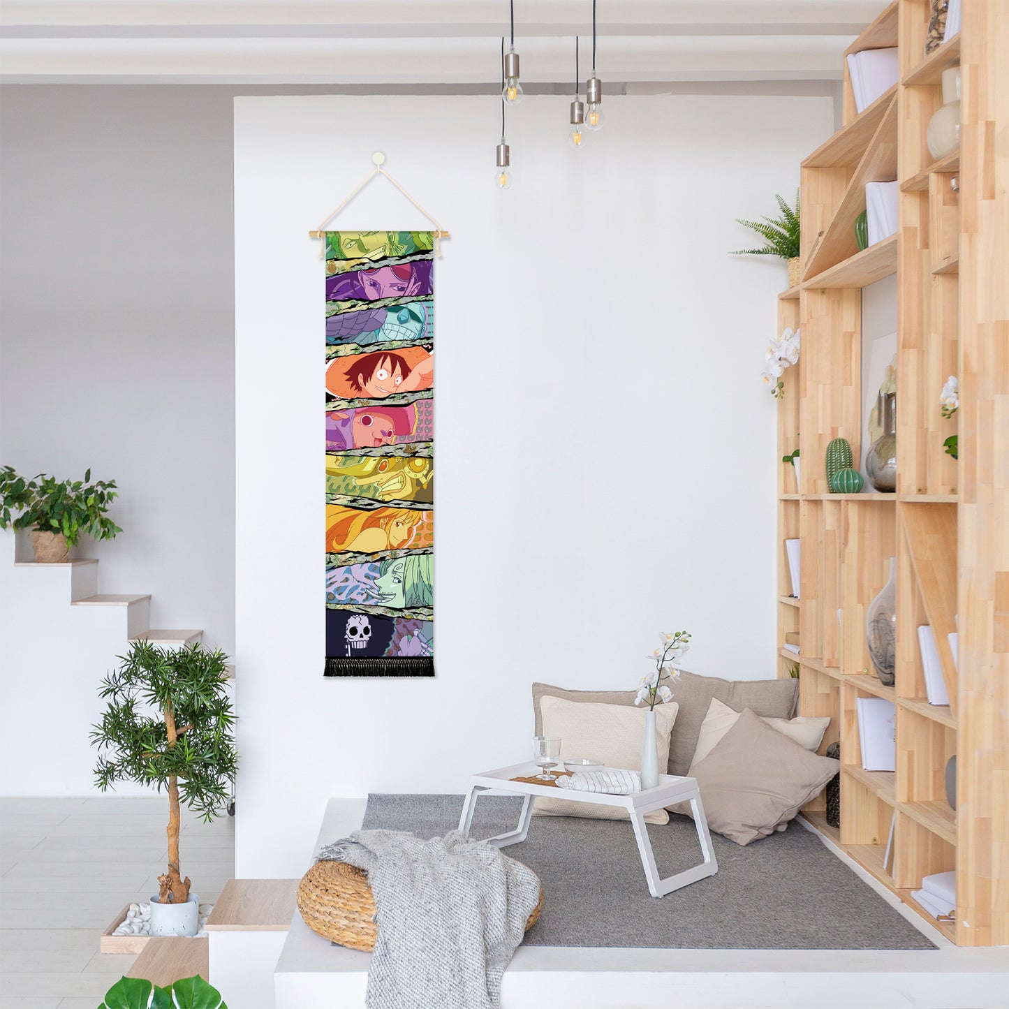 One Piece - Strohhut-Piratenbande - Stoff Rollbild - 130x33cm