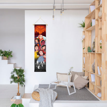 Stranger Things - Elf & Freunde (Cartoon Stil) - Rollbild aus Stoff - 135x33cm