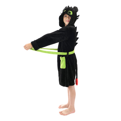 How to Train Your Dragon - Ohnezahn Kinderbademantel - mit Kapuze und Drachenschwanz - Größen 130 - 150