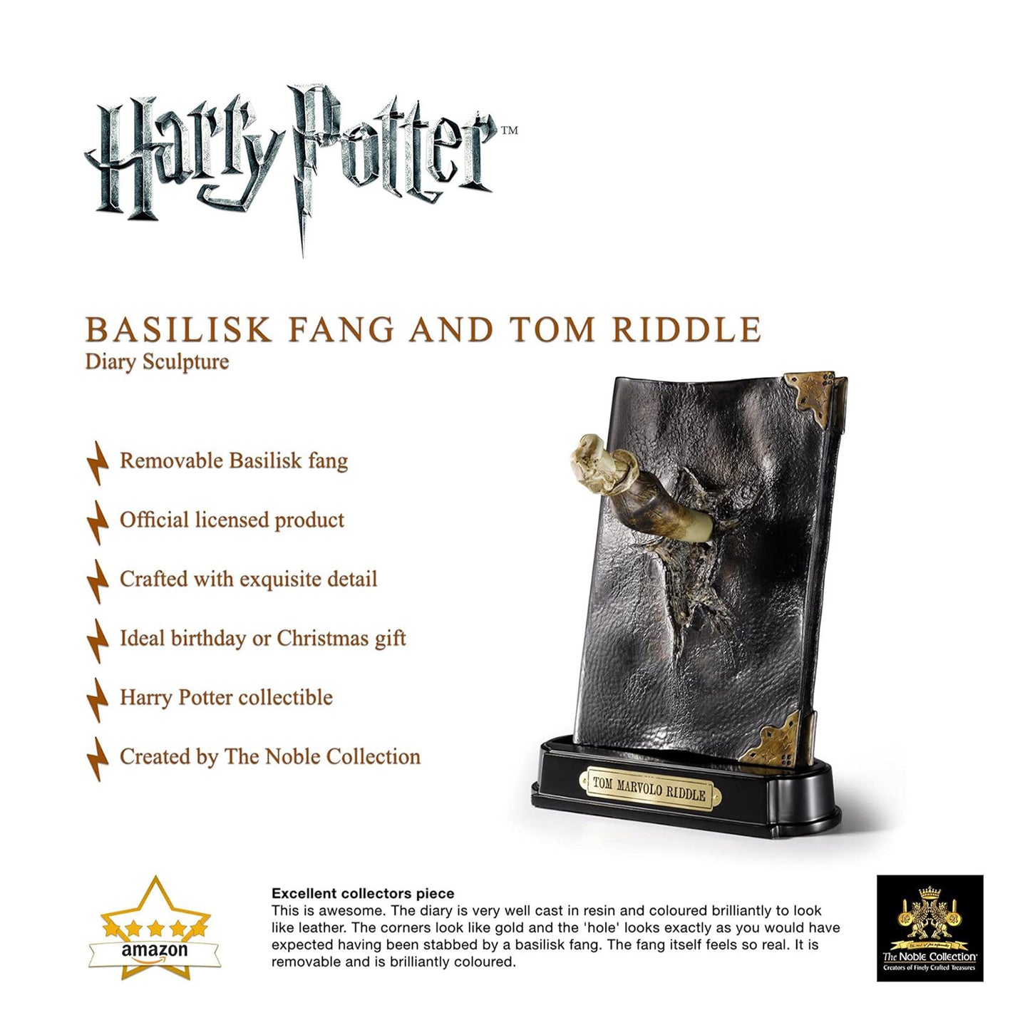 Harry Potter - Tom Riddles Tagebuch mit Basiliskenzahn - 1:1 Prop-Replik - 23 cm - The Noble Collection
