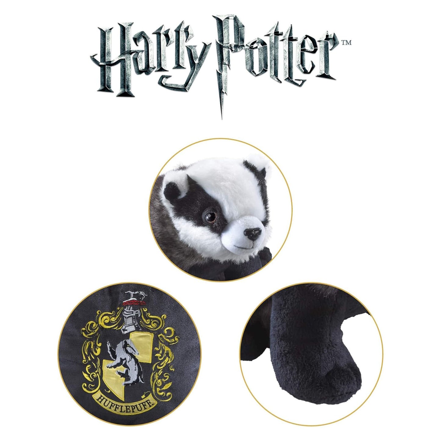 Harry Potter - Hufflepuff Hausmaskottchen Dachs - Kissen mit Plüschfigur Set - 34 x 34 cm - The Noble Collection