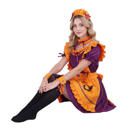 Halloween - Maid Kostüm Kürbis mit Fledermäusen - Damen Gr. S–L - CoolChange