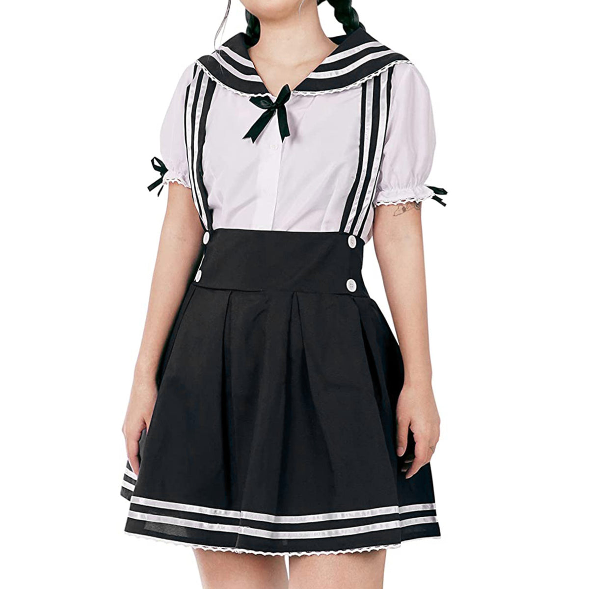Japanische Schuluniform - Sailor-Fuku Cosplay Kostüm Rock & Bluse - Schwarz - Größen S–XL - CoolChange