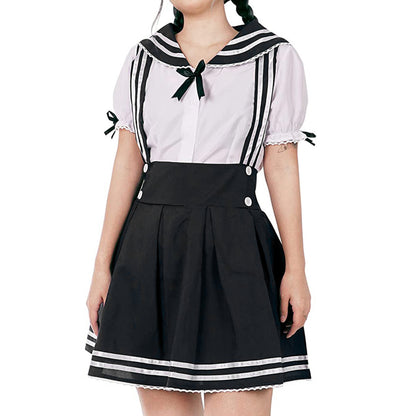 Japanische Schuluniform - Sailor-Fuku Cosplay Kostüm Rock & Bluse - Schwarz - Größen S–XL - CoolChange