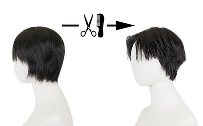 Cosplay Perücke von Levi Ackerman für Attack on Titan Fans, Schwarz