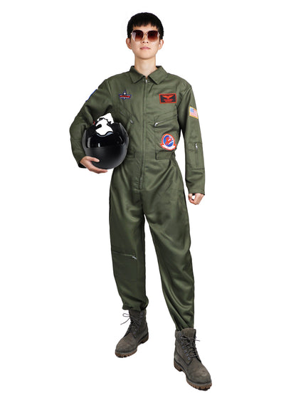 Kampfpiloten Kostüm Maverick, Fliegerkombi Olivegrün, Größen: S - XL