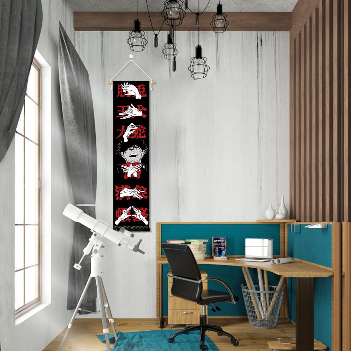 Jujutsu Kaisen - Satoru Gojo - Stoff Rollbild - 130x33cm - Handzeichen