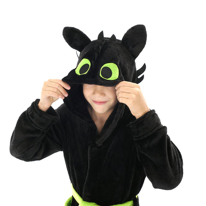 How to Train Your Dragon - Ohnezahn Kinderbademantel - mit Kapuze und Drachenschwanz - Größen 130 - 150