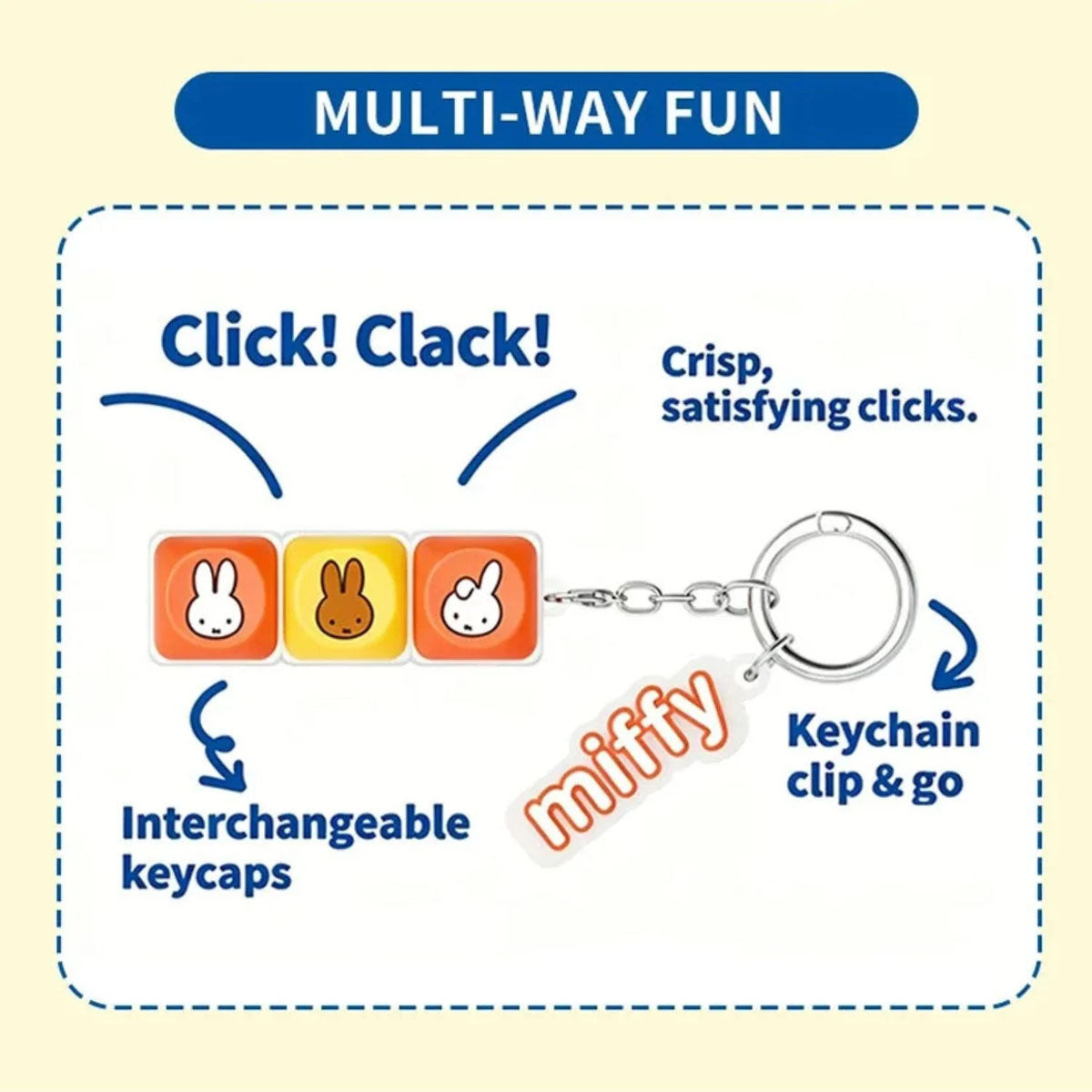 Miffy - Keycap Fidget Schlüsselanhänger - Blindbox - Einzelbox - 12.6cm