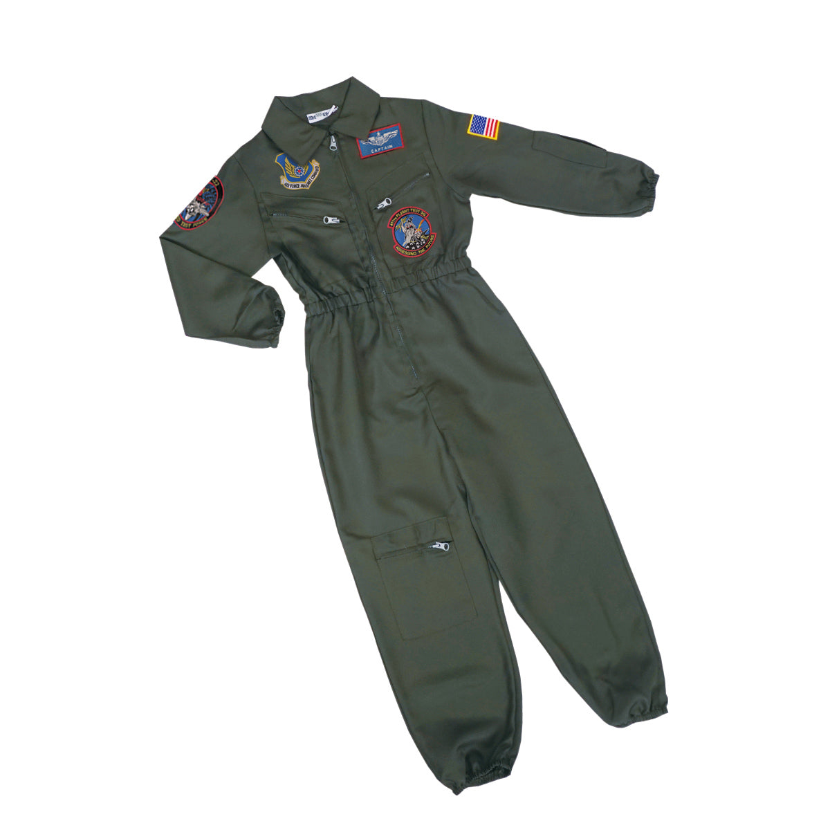 Kampfpilot - Fliegerkombi Kinderkostüm Olivgrün - Gr. 120–150 - CoolChange