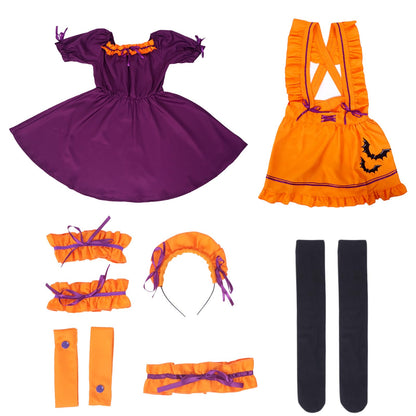 Halloween - Maid Kostüm Kürbis mit Fledermäusen - Damen Gr. S–L - CoolChange