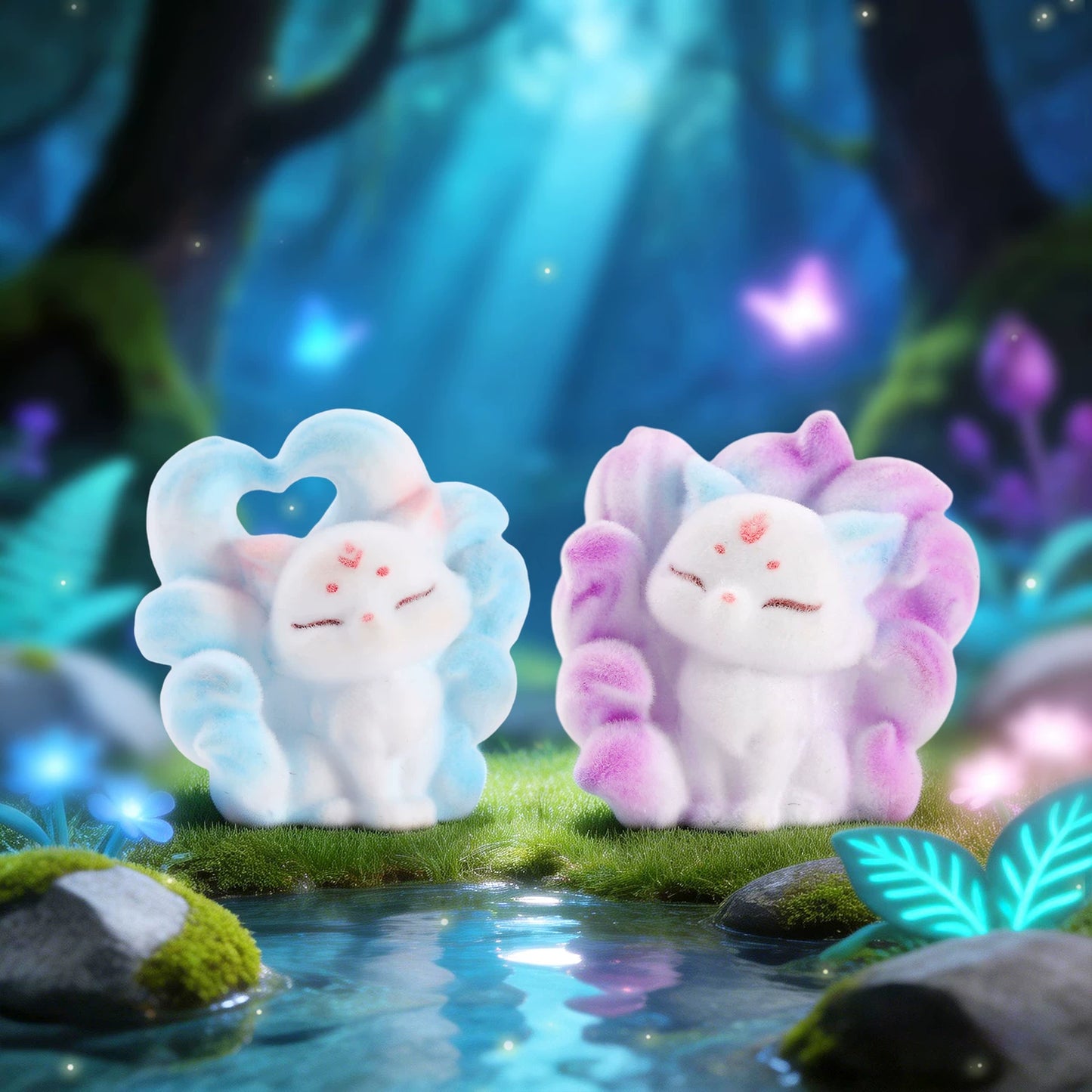 Nine-Tailed Arctic Fox - Beflockte Miniatur-Figur Blind Box - Einzelbox - Xinzhiji