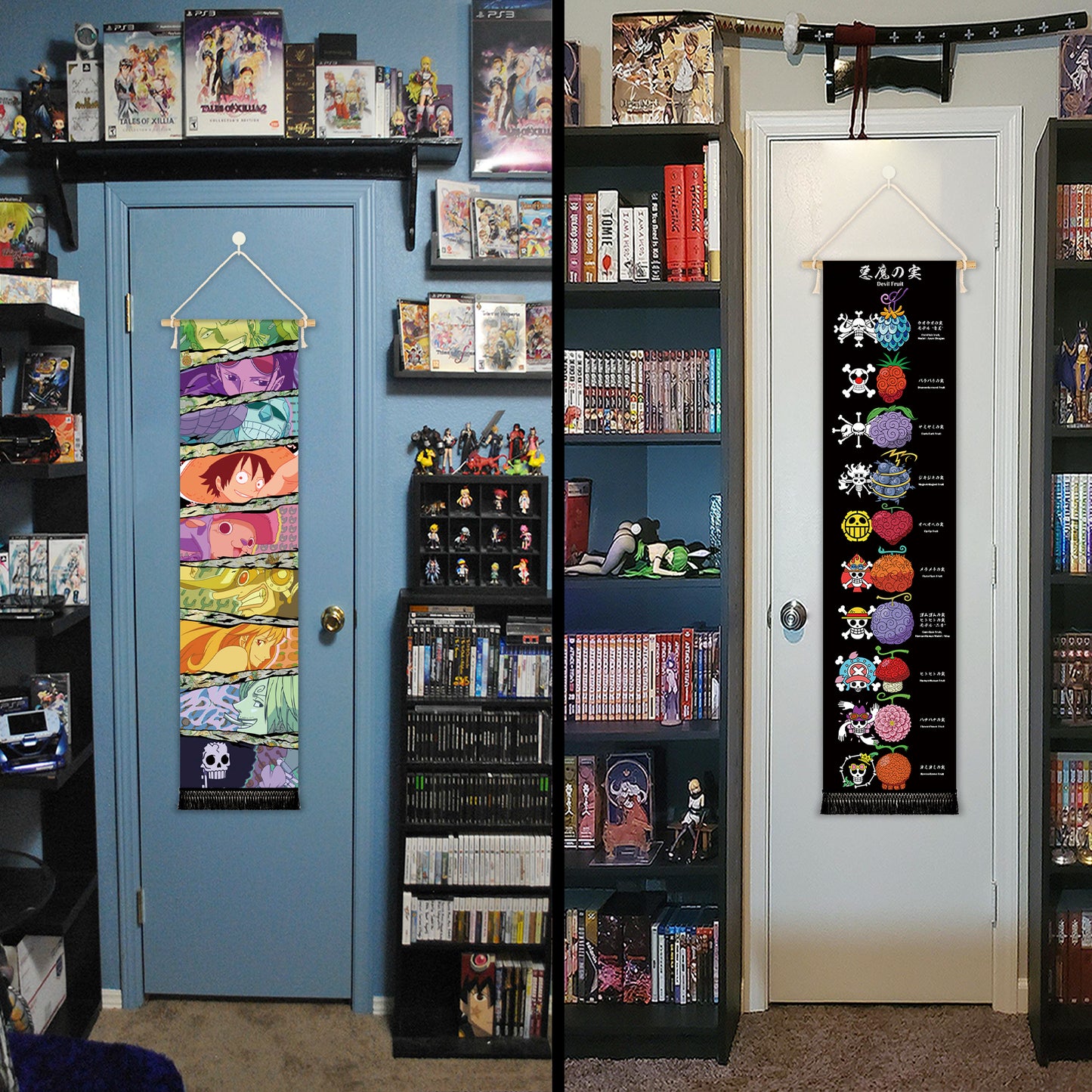 One Piece - Strohhut-Piratenbande - Stoff Rollbild - 130x33cm