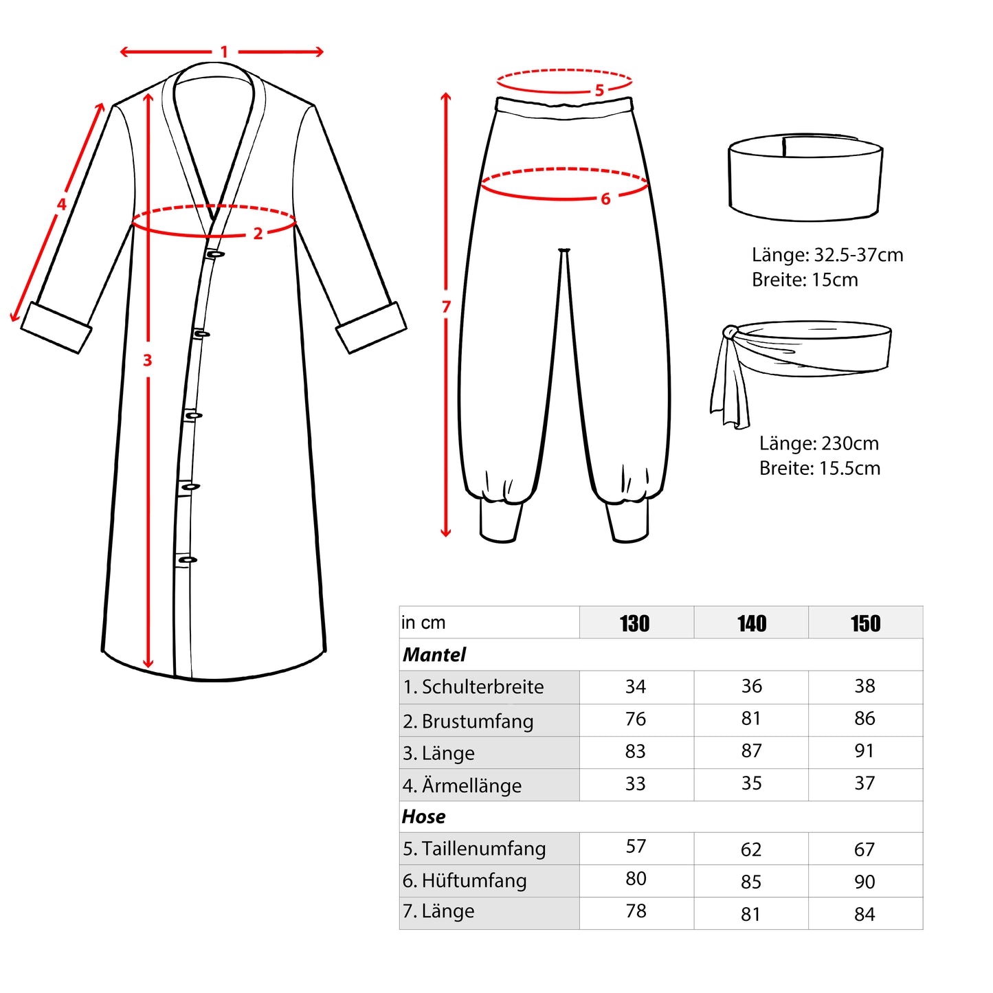 One Piece - Lorenor Zorro Kinderkostüm - Timeskip Ver. - Größe 130-150