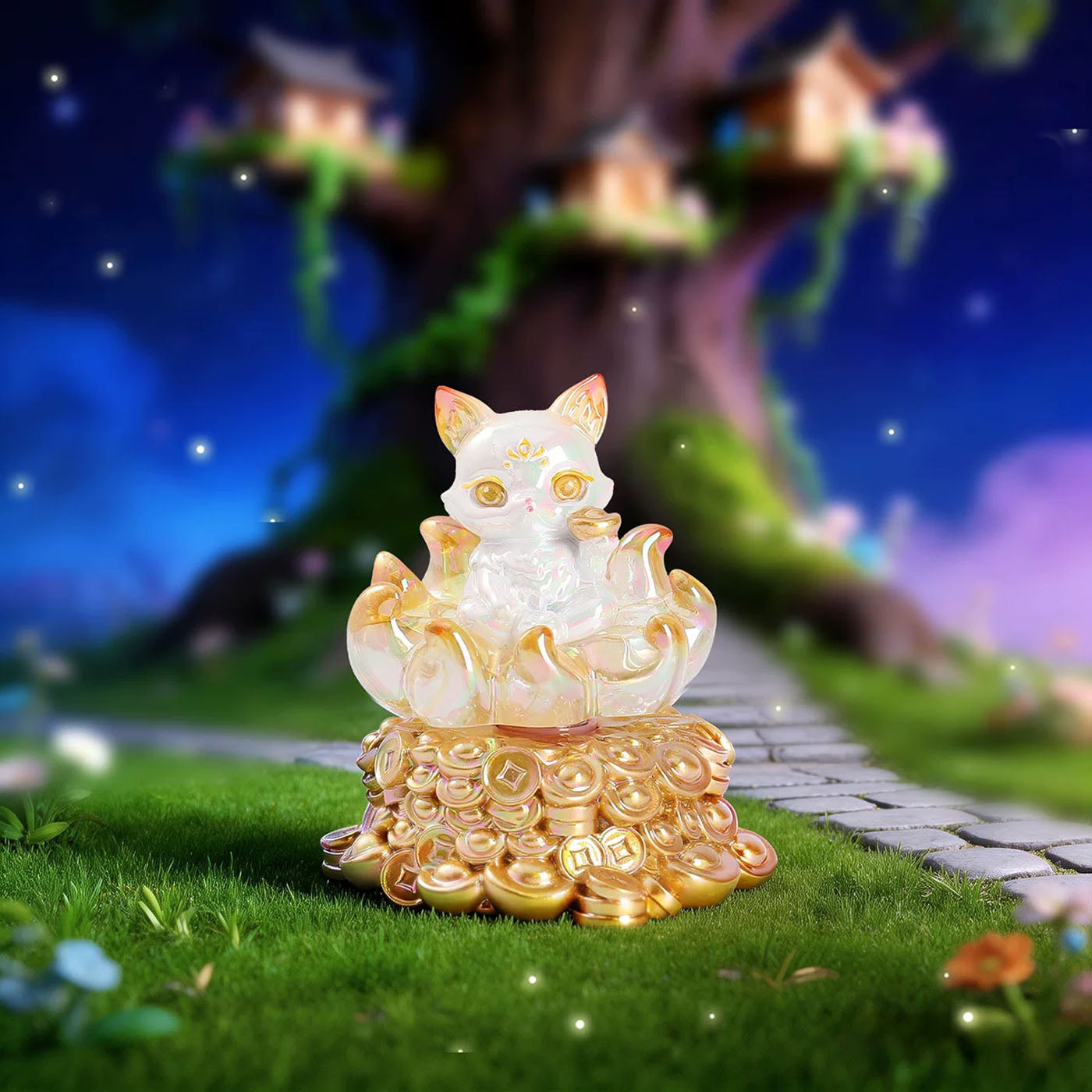 Neunschwänziger Geisterfuchs: Mengyou Shanhai – Drehbarer Kristall-Kitsune - Mystery Box Sammelfigur Blind Box - Einzelbox - 10cm - Andere
