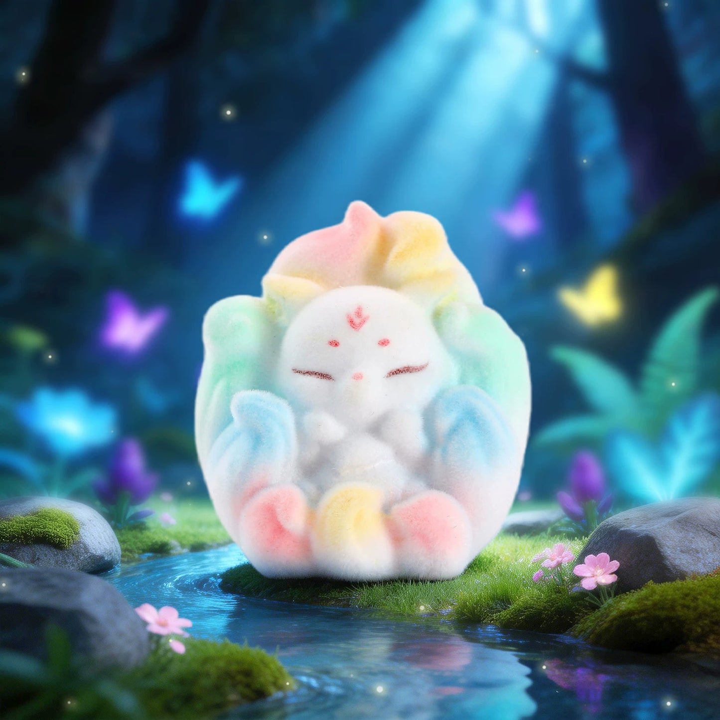 Nine-Tailed Arctic Fox - Beflockte Miniatur-Figur Blind Box - Einzelbox - Xinzhiji