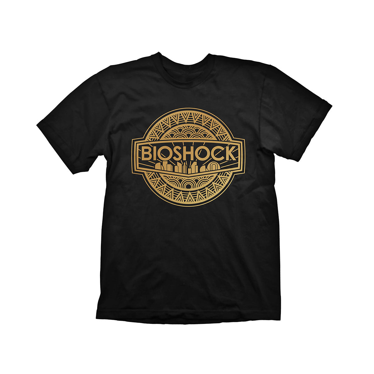 This BioShock logo T-shirt features a metallic logo designed specifically for the limited edition of the critically acclaimed game across a black shirt. 100% pre-shrunk cotton.
