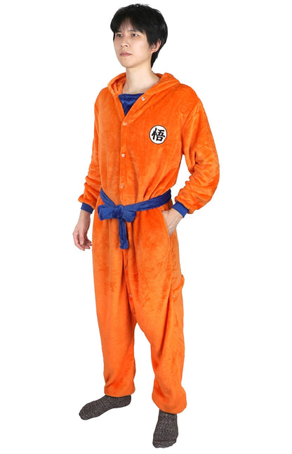 Son Goku Kigurumi, Orangener Pyjama mit "Go" Schriftzeichen, Größen: M - L