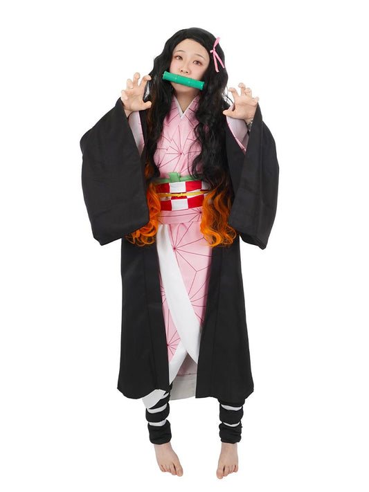Cosplay Kostüm von Nezuko Kamado mit Mundstück aus D. Slayer, Größen: S - L