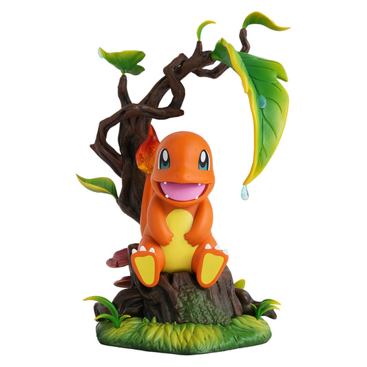 Pokémon Figur Glumanda/Charmander mit Riesenblatt frontal