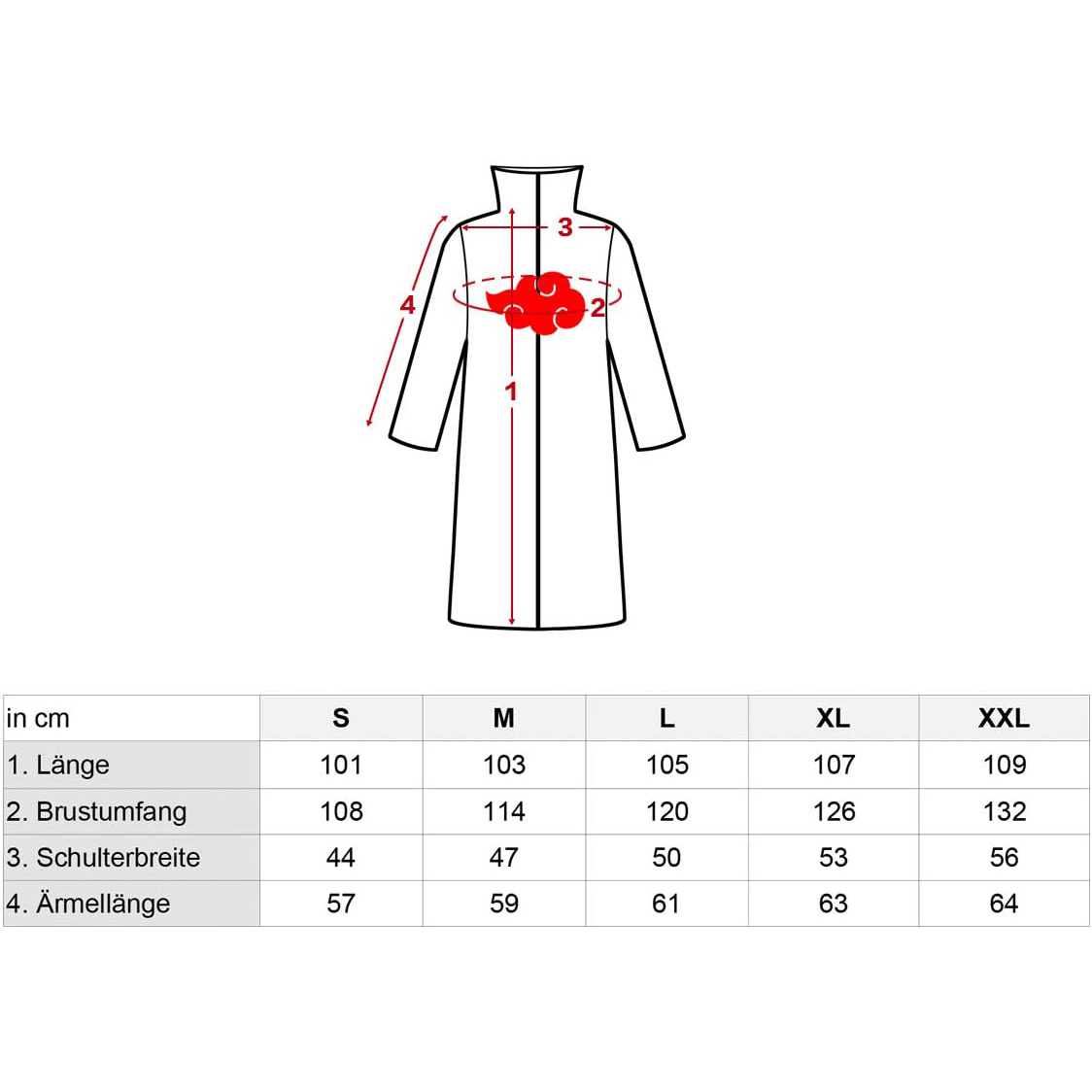 Akatsuki Mantel | Itachi Umhang für Cosplay Kostüm | Größen: S - XXL – Bild 6