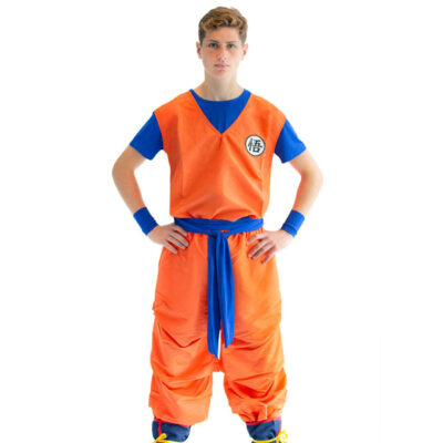 3-teiliges Cosplay Kostüm von Son Goku mit GO Zeichen | Größen: S - XL