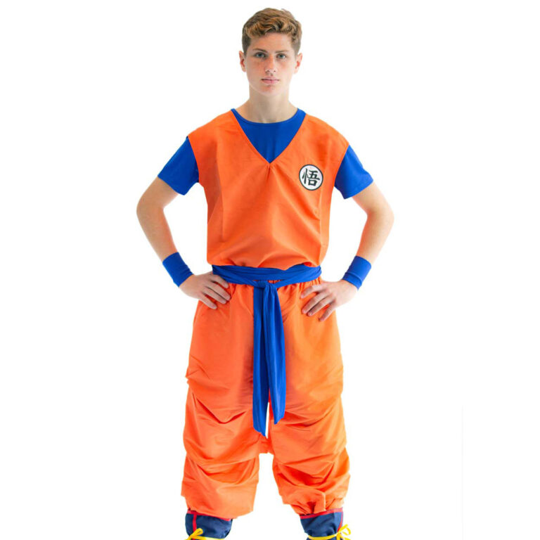 3-teiliges Cosplay Kostüm von Son Goku mit GO Zeichen | Größen: S - XL