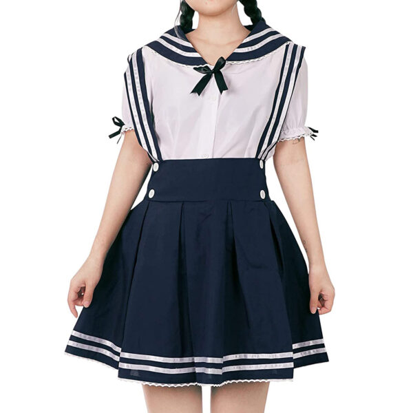 Japanische Cosplay Schuluniform | Schulmädchen Kostüm | Schwarz Weiss oder Blau Weiss | Größen: M - XL