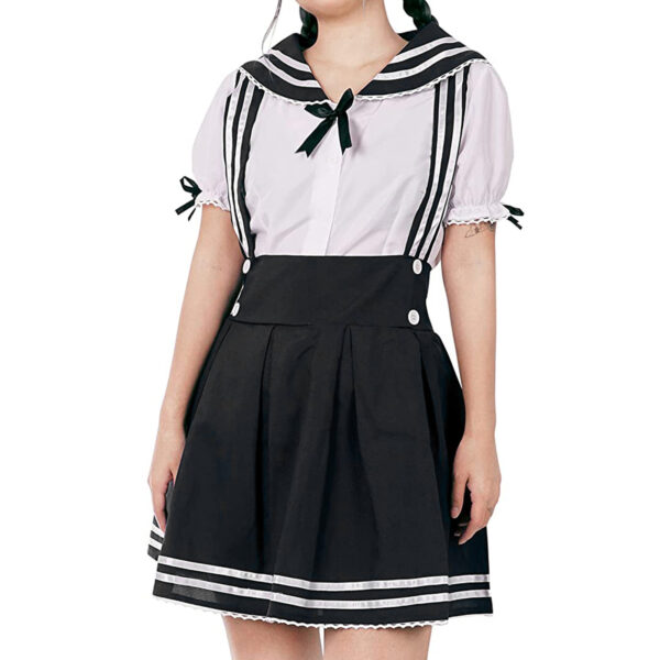 Japanische Cosplay Schuluniform | Schulmädchen Kostüm | Schwarz Weiss oder Blau Weiss | Größen: M - XL – Bild 2